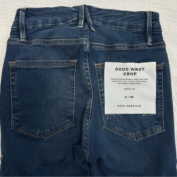 NWT Good American Good Waist Crop Skinny Jeans Raw Hem Size 0/25 - Picture 6 of 8